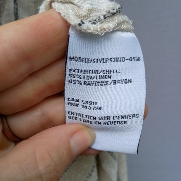 NWT Tribal Jeans linen rayon blend white tan striped dress size XS - Picture 8 of 8